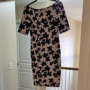 Calvin Klein Black and White Floral Midi Dress